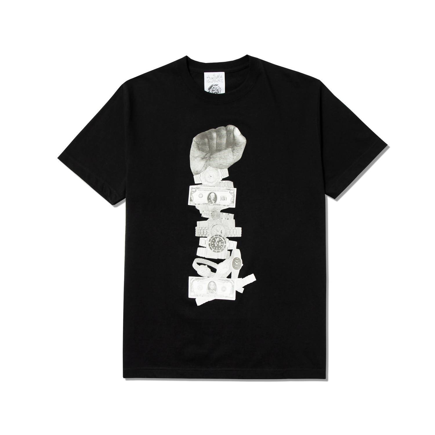 New Available Nowhere Men's Money Power Collage T-Shirt In Black
